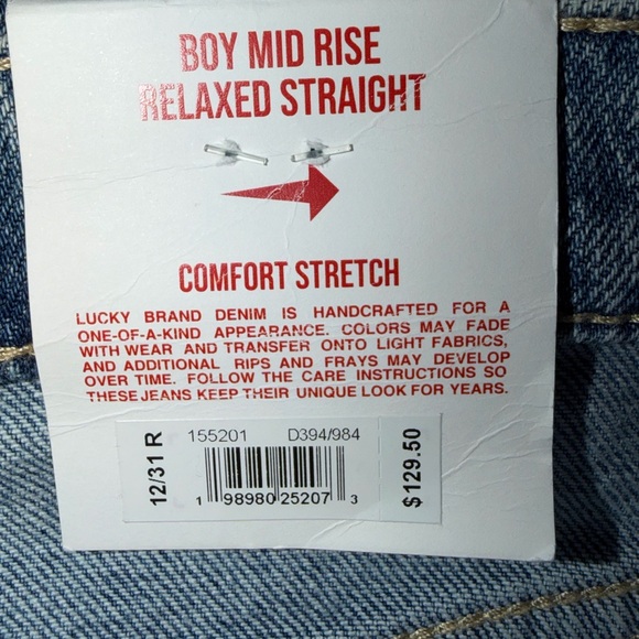 NWT Lucky Brand Mid Rise Relaxed Straight Leg Jeans - Picture 7 of 9